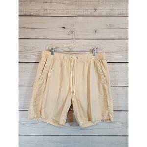 J Crew‎ Men's Orange White Striped Hi Rise Elastic Waist Swim Shorts Size Large